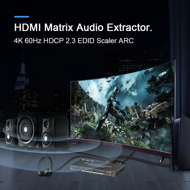 CXMX-42HA-ARC 4×2 HDMI 2.0 Matrix with ARC – 4K@60Hz 4:4:4 - Image 6