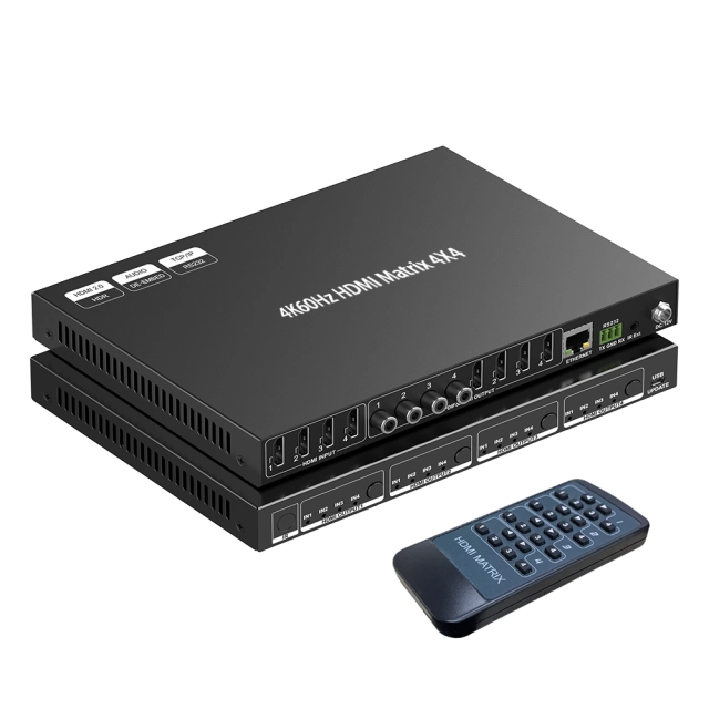 CXMX-44HAS2 4×4 HDMI 2.0 Matrix – 4K@60Hz 4:4:4 with HDR & Audio Extraction