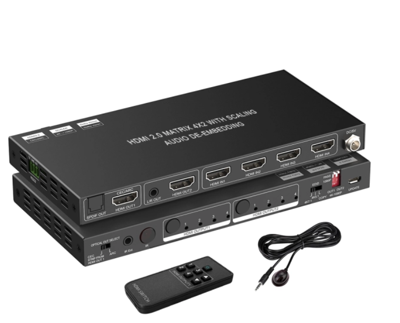 CXMX-42HA-ARC 4×2 HDMI 2.0 Matrix with ARC – 4K@60Hz 4:4:4